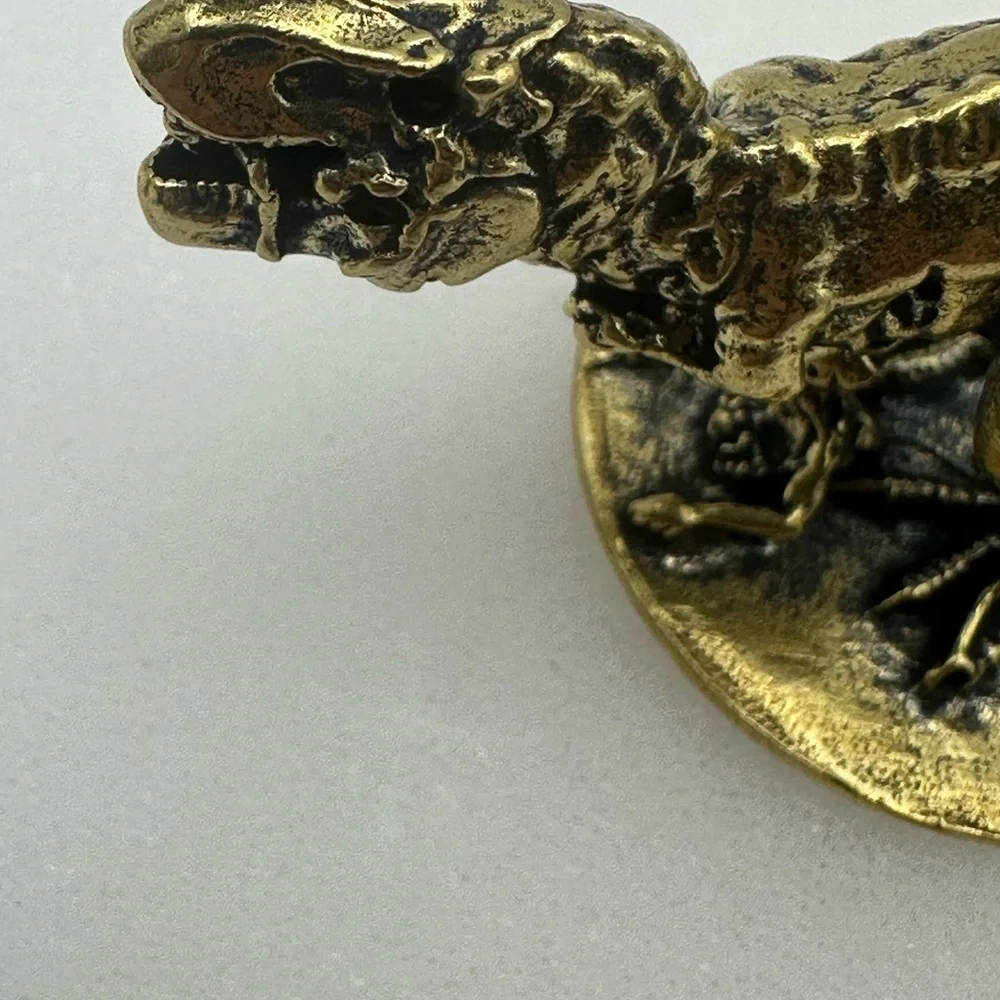 Brass T-Rex Miniature Figurine for Dinosaur Enthusiasts